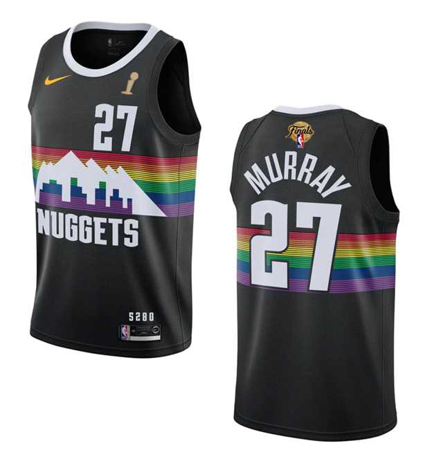 Mens Denver Nuggets #27 Jamal Murray Black 2023 Finals Champions City Edition Stitched Basketball Jersey->denver nuggets->NBA Jersey